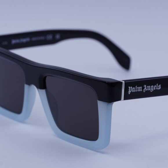 Palm Angels PERI109 NAPA 4007 Sunglasses Black/Blue Square Frame, Grey Lenses - Picture 2 of 9